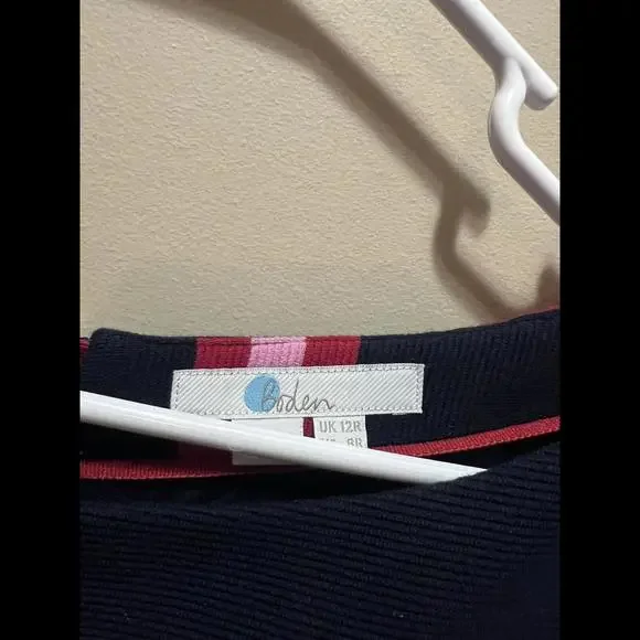 Boden A-Line Dress in Blue and Pink with 3/4 Sleeves - Picture 3 of 4